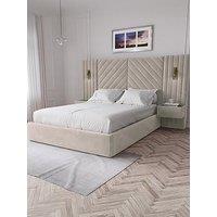 The Very Collection Torrance Bed With Built-In Side Tables And Lights - Bed Frame With Microquilt Mattress