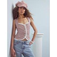 River Island Boucle Frilly Waistcoat - Pink