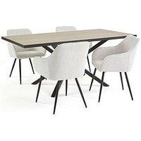 Very Home Oslo 180Cm Rectangular Dining Table & 4 Alisha Boucle Chairs
