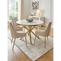 Very Home Savannah 120Cm Round Ceramic Dining Table & 4 Nala Dining Chairs
