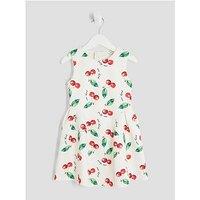 River Island Mini Girls Ecru Cherry Bow Back Dress - Cream