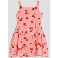 River Island Older Girls Cherry Poplin Skater Dress - Pink