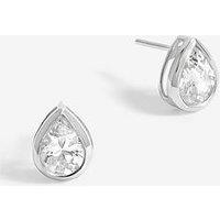 Simply Silver Sterling Silver 925 Cubic Zirconia Large Pear Drop Stud Earrings