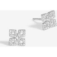 Simply Silver Sterling Silver 925 Cubic Zirconia Floral Stud Earrings