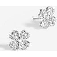 Simply Silver Sterling Silver 925 Cubic Zirconia Clover Large Stud Earrings