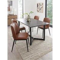 Very Home Ari 150Cm Dining Table & 4 Willow Chairs In Faux Leather - Fsc Certified