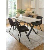 Very Home Kaia Chevron 160Cm Dining Table & 4 Lucia Charcoal Chairs