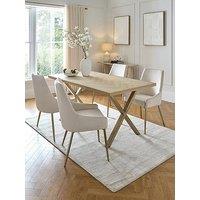 Very Home Kaia Brass Chevron 160Cm Dining Table & 4 Nala Dining Chairs - Fsc Certified