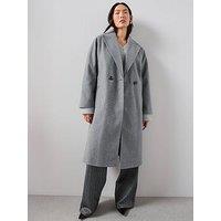 The Very Collection Relaxed Double Breasted Coat - Grey