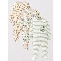 The Very Collection Baby Boys Safari Print 3 Pack Sleepsuits - Multi
