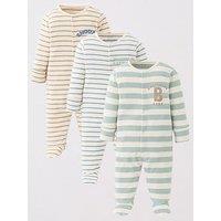 The Very Collection Baby Boys Babychino 3 Pack Sleepsuits - Green