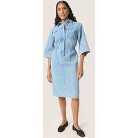 Soaked In Luxury Annabeth Short Sleeve Denim Dress - Blue