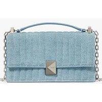 Kate Spade New York Deco Quilted Denim Suede Mini Flap Chain Crossbody