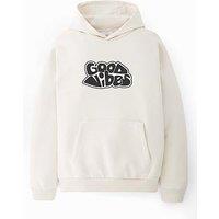 The Very Collection Boys Good Vibes Drop Shoulder Hoodie - Cream