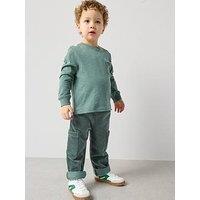 The Very Collection Boys Jersey Cord Straight Leg Trousers And Long Sleeve T-Shirt Set - Green