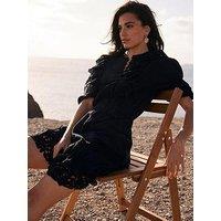 Mint Velvet Lace Ruffle Mini Dress - Black