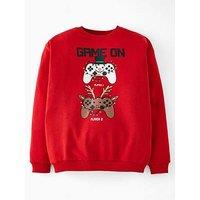 The Very Collection Boys Festive Gaming Sweatshirt - Red