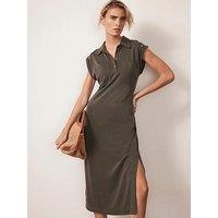 Mint Velvet Khaki Utility Midi Dress - Green