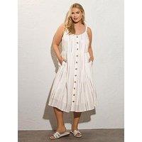 Yours Curve Stripe Sundress - Natural