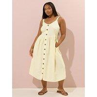 Yours Curve Linen Sundress - Yellow
