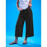Pixiegirl Petite Tie Belt Crop Wide Leg Trousers - Black
