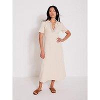 Mint Velvet Crochet Collar Midi Dress - Cream