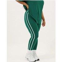 Yours Curve Side Stripe Legging - Green