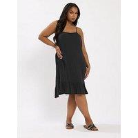 Yours Curve Crinkle Throw On Racer Dress - Black