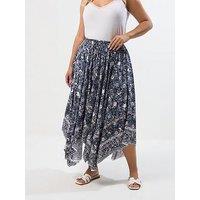 Yours Curve Hanky Hem Skirt - Blue