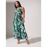 Yours Curve Knot Front Maxi Dress - Green