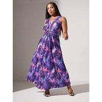 Yours Curve Knot Front Maxi Dress - Purple