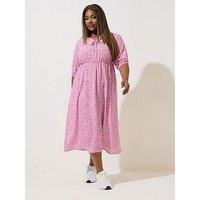 Yours Curve Ditsy Collar Dress - Pink