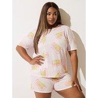 Yours Curve Matcha Pj Set - Pink