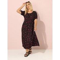 Yours Curve Short Sleeve Gypsy Dress - Black