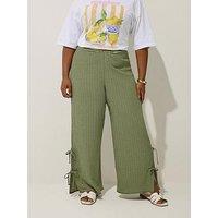 Yours Curve Gingham Tie Trouser - Green