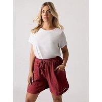 Yours Curve Ladder Shorts - Red