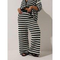Yours Curve Wide Leg Knitted Trouser - Black