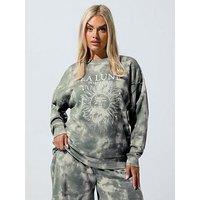 Yours Curve Tie Dye Sweatshirt - Grey