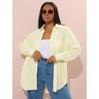 Yours Curve Lemon Linen Shirt - Yellow