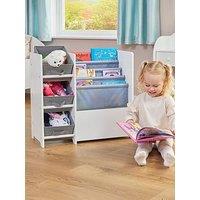 Liberty House White Book Display With Fabric Storage Boxes