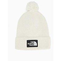The North Face Unisex Logo Box Pom Beanie - Off White