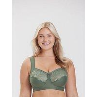 Miss Mary Of Sweden Lovely Lace Support Non Wired Cotton Bra With Extra Side Panel - Green