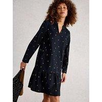 White Stuff Daria Cord Embroidered Dress - Black
