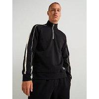 Ea7 Emporio Armani Train Logo Series Tape Shoulder 1/4 Zip Sweatshirt - Black