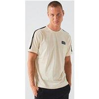 Ea7 Emporio Armani Train Logo Series Tape Shoulder T-Shirt - Beige