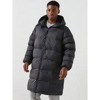 Ea7 Emporio Armani Mountain Polar Back Logo Longline Padded Parka - Black