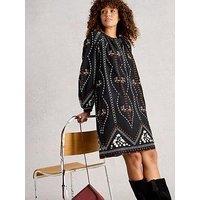 White Stuff Aurora Embroidered Dress - Black
