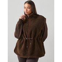 The Very Collection Curve Fleece Gilet - Dark Brown