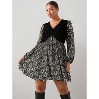 The Very Collection Curve 2 In 1 Waistcoat Mini Dress - Print