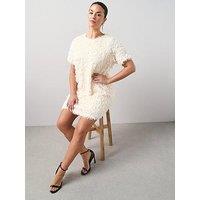 The Very Collection Curve Textured Sequin Shift Dress - Cream